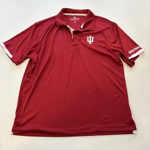 Indiana Hoosiers Men’s Trident Logo Polo Shirt Sz L Crimson Colosseum FLAW! - Picture 1 of 9