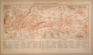 Stadtplan von ELBERFELD und BARMEN / WUPPERTAL, Original-Graphik 1886 - Picture 1 of 1
