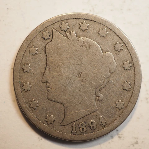 1894 LIBERTY HEAD 5 CENTS *AKA V NICKEL* - FREE SHIPPING! - A2989 Cover