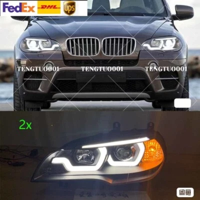 Conjunto de faros para BMW X5 E70 2007-2013 HID proyector LED DRL reemplazar OEM Foto 1 de 4