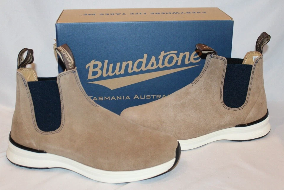 Blundstone 2146 Suede Chelsea Active Boots Sand Navy Mens US 8.5 Womens US 10.5