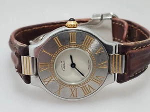 Cartier Must de Cartier 21 Damenuhr Edelstahl Gold Quarz 28 mm - Bild 1 von 10