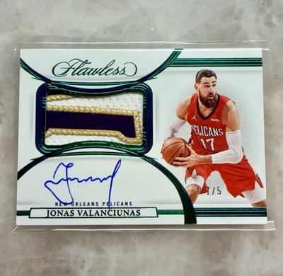 2021-22 Flawless Jonas Valanciunas EMERALD Horizontal Patch Auto #1/5 3-Color - Image 1 of 4