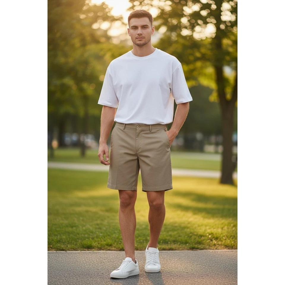 Pantalones Cortos Chinos Peter Millar Crown Deportivos Para Hombre Frente Plano Talla 33 Caqui Golf Informales Foto 1 de 4