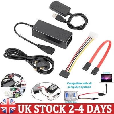 USB 2.0 to SATA PATA IDE Hard Drive Adapter Cable Kit with UK Power Adapter - Image 1 of 4