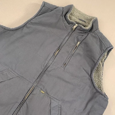 Chaleco Lee Hombres 2X Negro Sherpa Forrado Vellón Pato Lona Ropa de Trabajo Cremallera Frontal Utilidad Foto 1 de 4