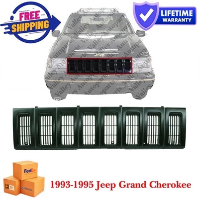 Black Fits 1993-1995 Jeep Grand Cherokee New Front Grille Assembly 5DF54MX8 Foto 1 de 4