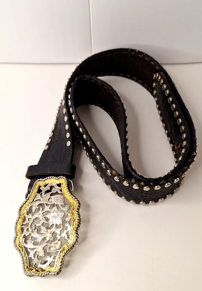 Cinturón Western De Colección EXPRESS Cuero Tachonado con Hebilla Talla L Grunge Vaquera Núcleo Foto 1 de 4
