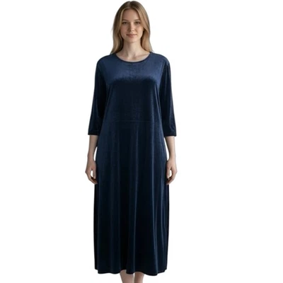 Maxi Vestido Adrienne Vittadini Mujer 2X Azul Marino Terciopelo Manga Larga Talla Grande EE. UU. Foto 1 de 4