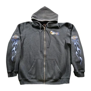 Sudadera con Capucha Harley-Davidson Cremallera Completa DE COLECCIÓN Flames Biker Y2K Grunge Talla L - Imagen 1 de 10