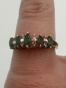 Vintage 14 Karat Gelbgold Smaragd und Diamant Ring Größe 7 - Bild 1 von 23