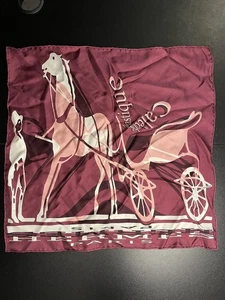 HERMES Caleche Elastique gebrauchter quadratischer Schal 100 % Seide Frankreich lila weiß 16,5 Zoll - Bild 1 von 4