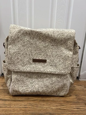 Petunia Pickle Bottom Boxy Diaper Bag Cream and Tan Floral Print - Image 1 of 4