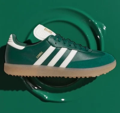 Zapatos de golf Adidas Samba verde universitario/blanco roto/goma4 JP8652 talla 9,5 Foto 1 de 4