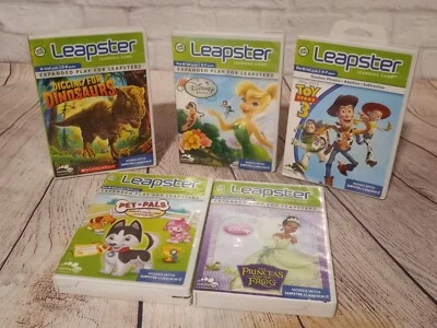 Leapfrog Leapster Game Lot Of 5 With Cases Disney, Dinosaurs, Toy Story 3, etc. - Image 1 of 4