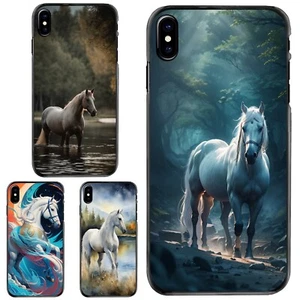 Anti scratch Cover For iPhone SE4 16E XS XR Max 6 7 8 Plus beautiful White horse - Picture 1 of 25