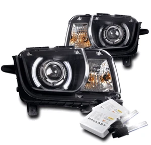 FOR 10-13 CHEVY CAMARO CCFL HALO BLACK PROJECTOR HEADLIGHTS LAMP W/8K XENON HID - Picture 1 of 4