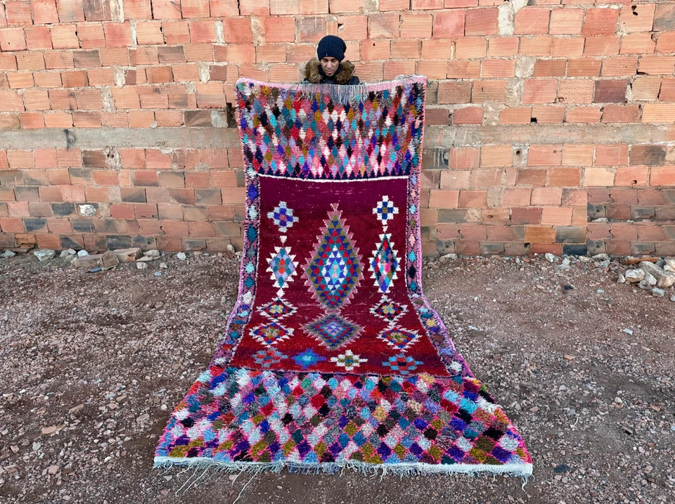 4.92 x 10.83 ft - Vintage Handmade Moroccan Berber Rug-Colorful Boho Wool Carpet - Image 1 of 4