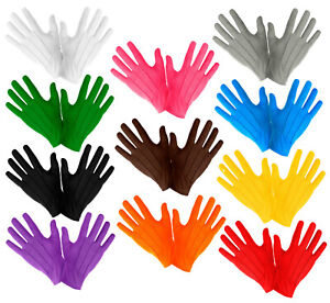 Adult Mens Ladies Womens Coloured Gloves Fancy Dress Party Prom Costume