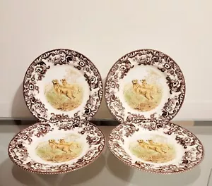 Spode Woodland Golden Retriever Dinner Plates Set of 4 Fall NEW - Picture 1 of 4