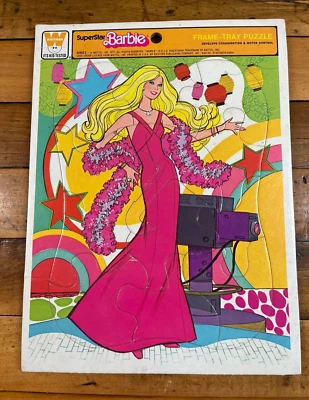 Rompecabezas de cartón Whitman SuperStar Barbie 1977 marco-bandeja D4542-2 Foto 1 de 4