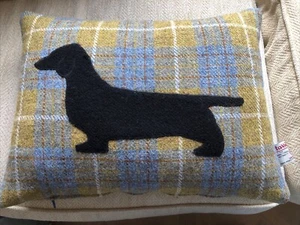 Harris Tweed Dachshund Cushion and Feather Pad. - Picture 1 of 5