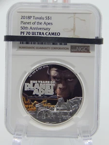 2018 P CAMEO PLANET OF APES 50th Anniversary TUVAUL S $1 - NGC PF 70 UC (BT415) - Picture 1 of 6