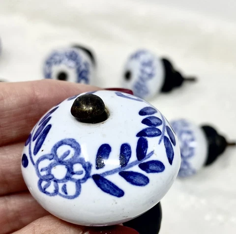Delft Blue Style Porcelain Drawer Handles Collectables by Kutahya Work Vintage Cover