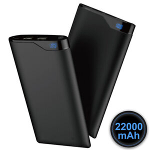 Power Bank 22000mAh Batterie Externe Portable Noir 2 Port USB Affichage LED