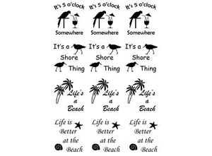 Summer Fun 12 pcs 1-1/8" Black Fused Glass Decals - Picture 1 of 1