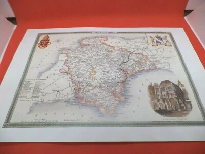 devon DEVONSHIRE new art print repro ANTIQUE COUNTY MAP thomas moule 1800s - Image 1 of 2