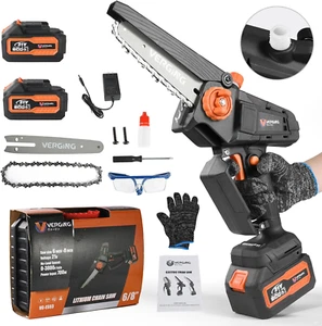 Mini Chainsaw, Mini Chainsaw Cordless 8 Inch & 6 Inch with 2 Pack 4000Mah Batter - Picture 1 of 8