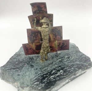 Gary Rosenthal Mixed Metal & Granite Sculpture Wailing Wall & Man 4.75" x 5" - Picture 1 of 14