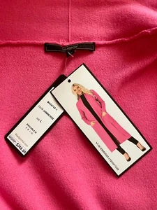 $380 Max Sport LA Bright Pink Viscose Knit Cardigan Coat Duster pockets sz L NEW - Picture 1 of 8