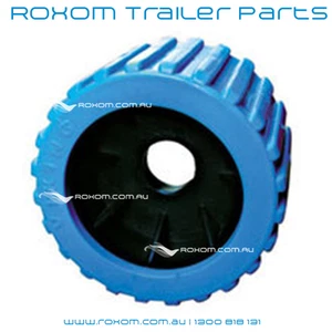 x16 BOAT TRAILER WOBBLE ROLLERS. 3" BLUE RIBBED 22mm Bore. Soft Wobble Roller - Picture 1 of 6