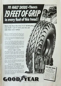 Neumáticos Goodyear 1941 anuncio vintage para detener patines 19 pies de agarre - Imagen 1 de 1