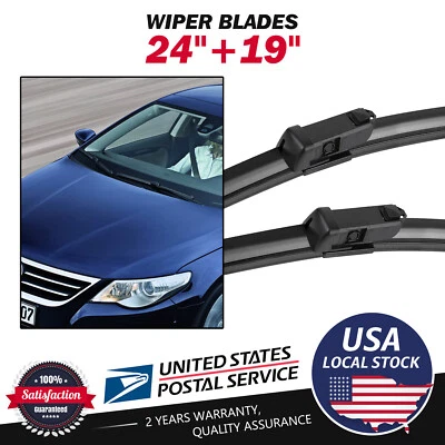 OEM Quality Windshield Pair 24"&19" Wiper Blades For Volkswagen Jetta 2011-2018 - Image 1 of 4