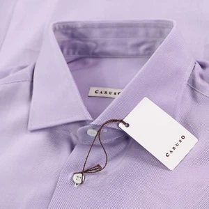 Caruso NWT Dress Shirt Size 17 43 In Solid Purple 100% Cotton - Picture 1 of 11
