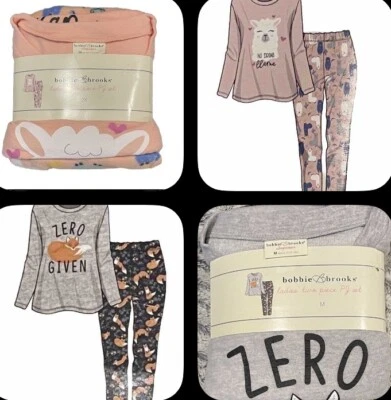 Bobbie Brooks 女式 2 件套 PJ 套装“No Drama Llama”或“No Fox Given”,全新 — 第 1/4 张图片