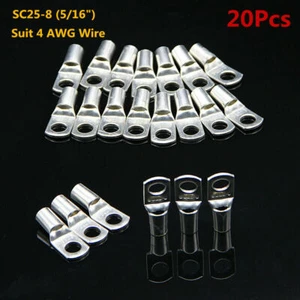 20Pcs 5/16" 4 AWG Gauge Terminals Wire Ring Terminal Copper Car Audio Connectors - Picture 1 of 8