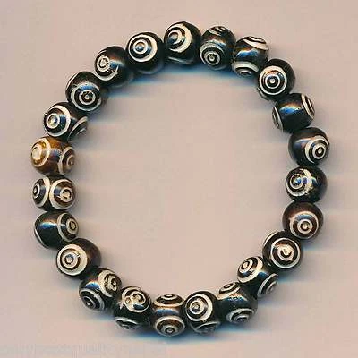 Bracciale Osso Wow Marrone Scuro Nepal Incisione Buddha 135e - Immagine 1 di 3