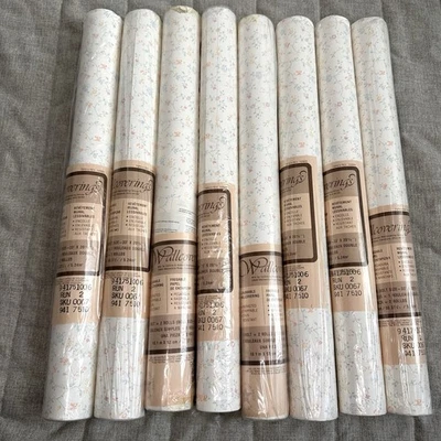 8 Double Rolls Vintage Wallpaper French Country Wallcoverings Floral Pastel - Image 1 of 4