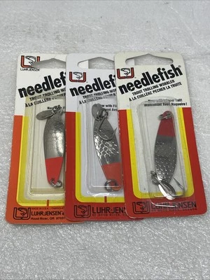 Lot Of 3 Luhr Jensen Size 2 Needlefish Wobbler Spoon Nickel Red Hd 1051-002-0130 - Image 1 of 4
