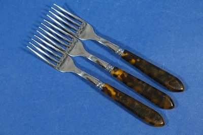 "3 horquillas de acero inoxidable Sabre Paris imitación tortuga 7 5/8""" Foto 1 de 2