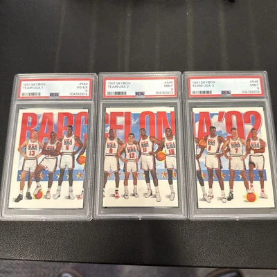 Skybox Team 1991 EE. UU. 1 #544, 2 #545, 3 #546 PSA 4,9,9 autenticado completo Foto 1 de 4