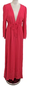 Ghost London Women's Dress Size M Hot Pink Broderie Anglais Maxi Used F1 - Picture 1 of 11