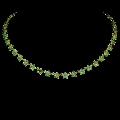 Collar de plata de ley 925 redondo esmeralda 3 mm piedras preciosas naturales joyería 7 pulgadas Foto 1 de 4