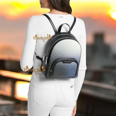 MOCHILA MEDIANA MICHAEL KORS JAYCEE OMBRE MK LOGO FIRMA NEGRA Foto 1 de 4