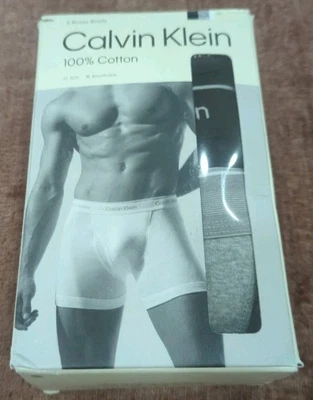 Cuecas boxer Calvin Klein masculinas tamanho médio 32-34 novas com etiquetas 4 pares cinza preto... - Imagem 1 de 4