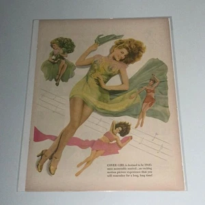 1944 Cover Girl Rita Hayworth Full Page Illustration Advertisement - Picture 1 of 3